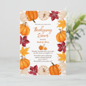 Herfst Thanksgiving Dinner Invitation met Pompoen Kaart (Staand voorkant)
