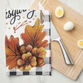 Herfst Thanksgiving Eikenloof Gingham Custom Theedoek (Quarter Fold)