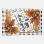 Herfst Thanksgiving Eikenloof Gingham Custom Theedoek (Horizontaal)