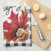 Herfst Thanksgiving esdoorn verlaat Gingham Custom Theedoek (Quarter Fold)
