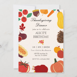 Herfst Thanksgiving eten uitnodiging