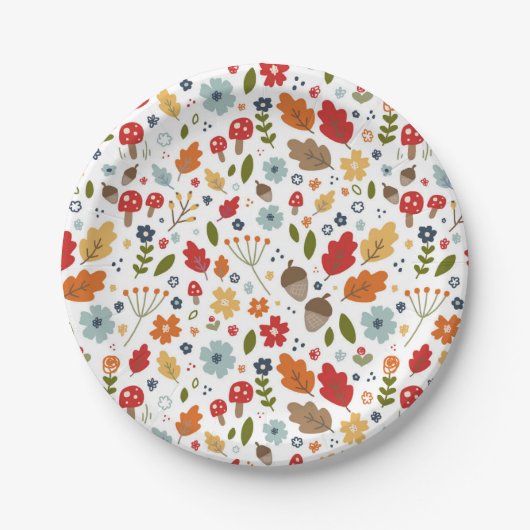 Herfst Thanksgiving Floral-champignonfeestdag Papieren Bordje (Voorkant)