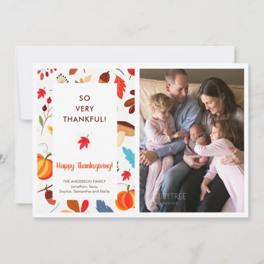 Herfst Thanksgiving foto geboorte bekendmaking Feestdagenkaart (Voorkant)