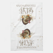 Herfst Thanksgiving Geef Bedankt Gepersonaliseerd Theedoek (Verticaal)