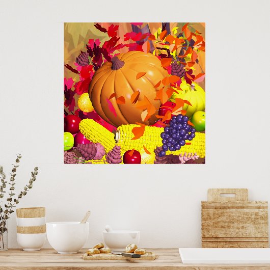 Herfst Thanksgiving Harvest Poster (Keuken)