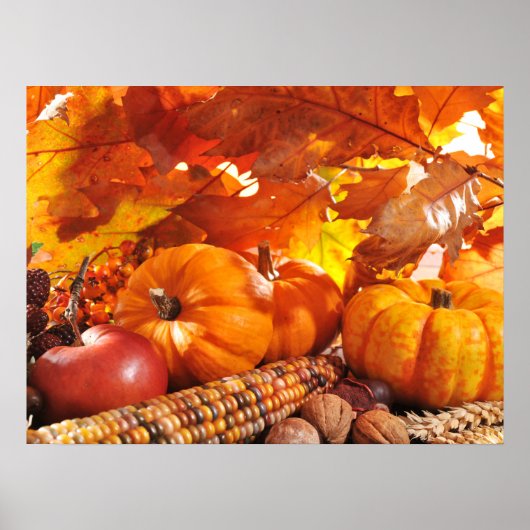 Herfst Thanksgiving Harvest - Pumpkins, Corn, Appl Poster (Voorkant)