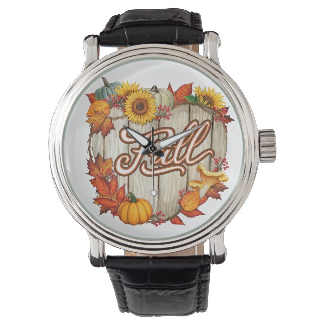 Herfst Thanksgiving herfst oogst pompoen kruiden p Horloge (Voorkant)