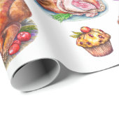 Herfst Thanksgiving kalkoen diner eten  Cadeaupapier (Rol Hoek)