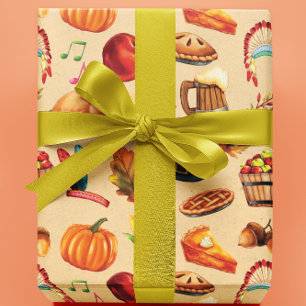 Herfst Thanksgiving Kalkoen Wap Paper Cadeaupapier