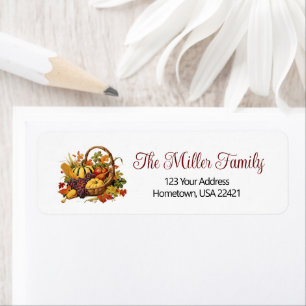 Herfst Thanksgiving Mand Terug Adres Etiket