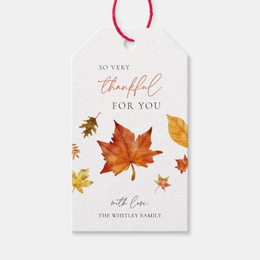 Herfst Thanksgiving Maple Leaf Zo deankful Gift La Cadeaulabel (Voorkant)