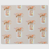Herfst Thanksgiving Mason Jar Rustieke Denneappel Cadeaupapier (Vlak)