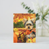 Herfst Thanksgiving - Max - Yorkie Feestdagenkaart (Staand voorkant)
