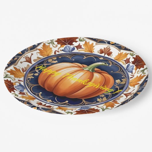 Herfst Thanksgiving Modern pompoen Collectie Papieren Bordje (Gekanteld)