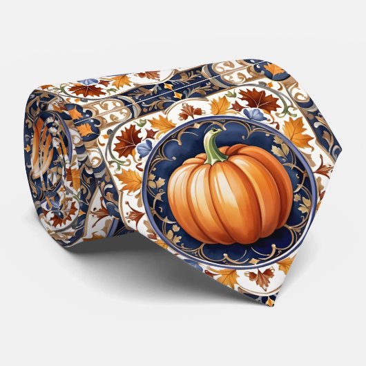 Herfst Thanksgiving Modern pompoen Collectie Stropdas (Opgerold)