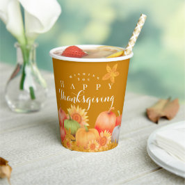 Herfst Thanksgiving Mosterd Papieren Bekers