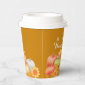 Herfst Thanksgiving Mosterd Papieren Bekers (Rechts)