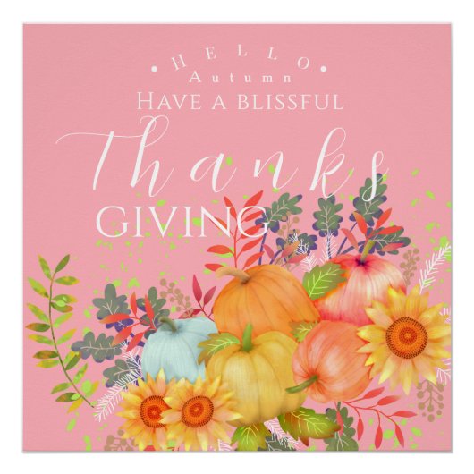 Herfst Thanksgiving PInk Perfect Poster (Voorkant)