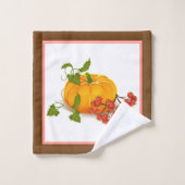 Herfst Thanksgiving pompoen, bessen en strepen Bad Handdoek (Wasdoekje)