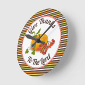 Herfst Thanksgiving pompoen, bessen en strepen Ronde Klok (Hoek)