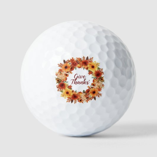Herfst Thanksgiving Pompoen en Bloemen Golfballen (Voorkant)