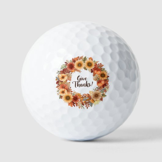 Herfst Thanksgiving Pompoen en Bloemen Golfballen (Voorkant)