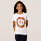 Herfst Thanksgiving Pompoen en Bloemen T-shirt (Voorkant volledig)