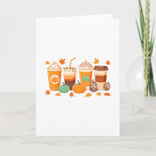 Herfst Thanksgiving Pompoen Kruiden Koffie Latte A Kaart