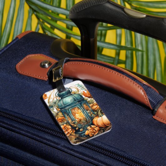 Herfst Thanksgiving Pompoen Lantaarn Oogst Bagagelabel (Voorkant Insitu 1)