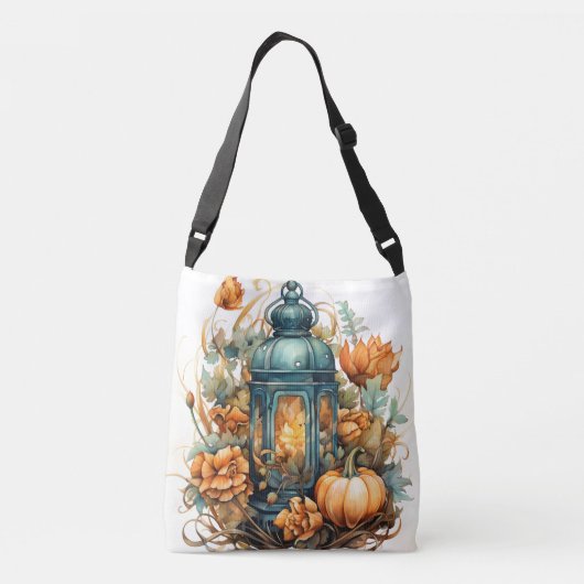 Herfst Thanksgiving Pompoen Lantaarn Oogst Crossbody Tas (Achterkant)
