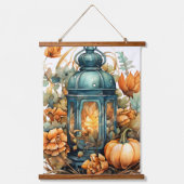 Herfst Thanksgiving Pompoen Lantaarn Oogst Hangend Wandkleed (Voorkant)