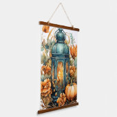Herfst Thanksgiving Pompoen Lantaarn Oogst Hangend Wandkleed (Gebogen)