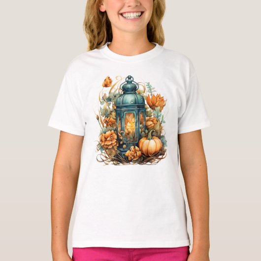Herfst Thanksgiving Pompoen Lantaarn Oogst T-shirt (Voorkant)