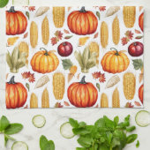 Herfst Thanksgiving pompoen maïs voedsel Theedoek (Gevouwen)