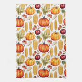 Herfst Thanksgiving pompoen maïs voedsel Theedoek (Verticaal)