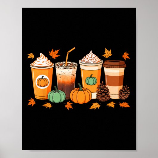 Herfst Thanksgiving Pompoen Sce Koffie Latte Herfs Poster (Voorkant)