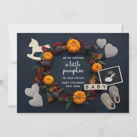 Herfst Thanksgiving Pompoen Zwangerschap Onthullen Aankondiging (Voorkant)