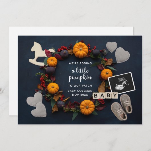 Herfst Thanksgiving Pompoen Zwangerschap Onthullen Aankondiging (Voorkant / Achterkant)