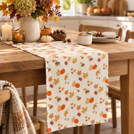 Herfst Thanksgiving Pompoenen Gans Oranje Crème Korte Tafelloper