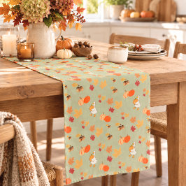 Herfst Thanksgiving Pompoenen Gans Oranje Salie gr Korte Tafelloper