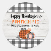 Herfst Thanksgiving pompoentaart Ronde Sticker (Voorkant)