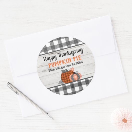 Herfst Thanksgiving pompoentaart Ronde Sticker (Envelop)