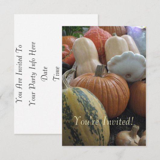 Herfst/Thanksgiving pompoenuitnodigingen Kaart (Voorkant / Achterkant)