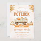 Herfst Thanksgiving Potluck Dinner Party Uitnodigi Kaart (Voorkant)