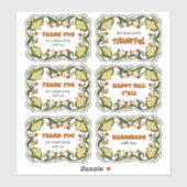 Herfst Thanksgiving Pret Feestelijke CC0144 Feest Sticker (Vel)