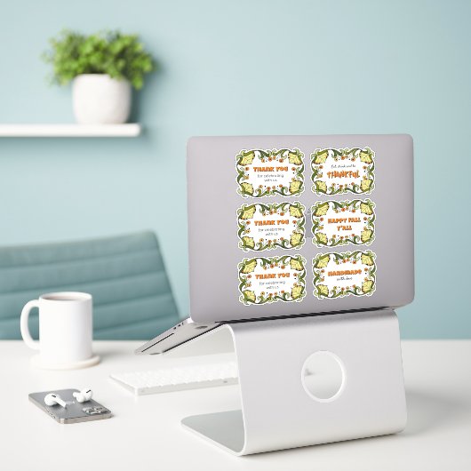 Herfst Thanksgiving Pret Feestelijke CC0144 Feest Sticker (Laptop op bureau)