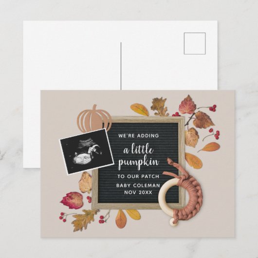 Herfst Thanksgiving Pumpkin Baby Zwangerschap Ann Feestdagenkaart (Voorkant / Achterkant)