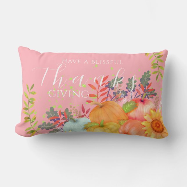 Herfst Thanksgiving Roze Kussen (Voorkant)