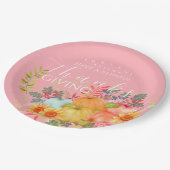 Herfst Thanksgiving Roze Papieren Bordje (Gekanteld)