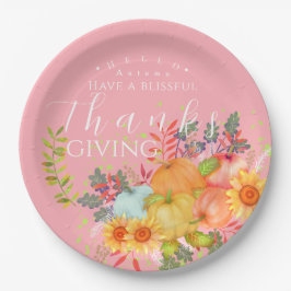 Herfst Thanksgiving Roze Papieren Bordje